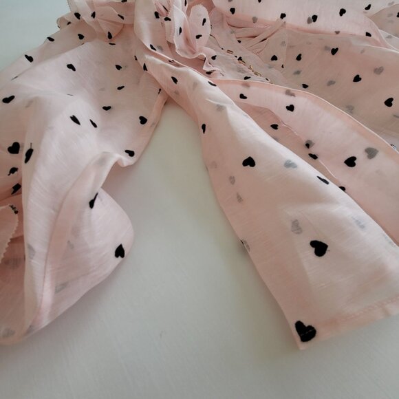 Zimmermann Crush Embroidered Frill Silk Linen Blouse Pink Hearts 💕 NWT - Picture 8 of 10